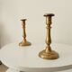 Pair of old candlesticks in solid gilded brass