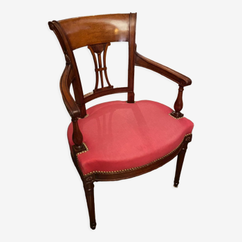 Directoire style office chair in solid mahogany