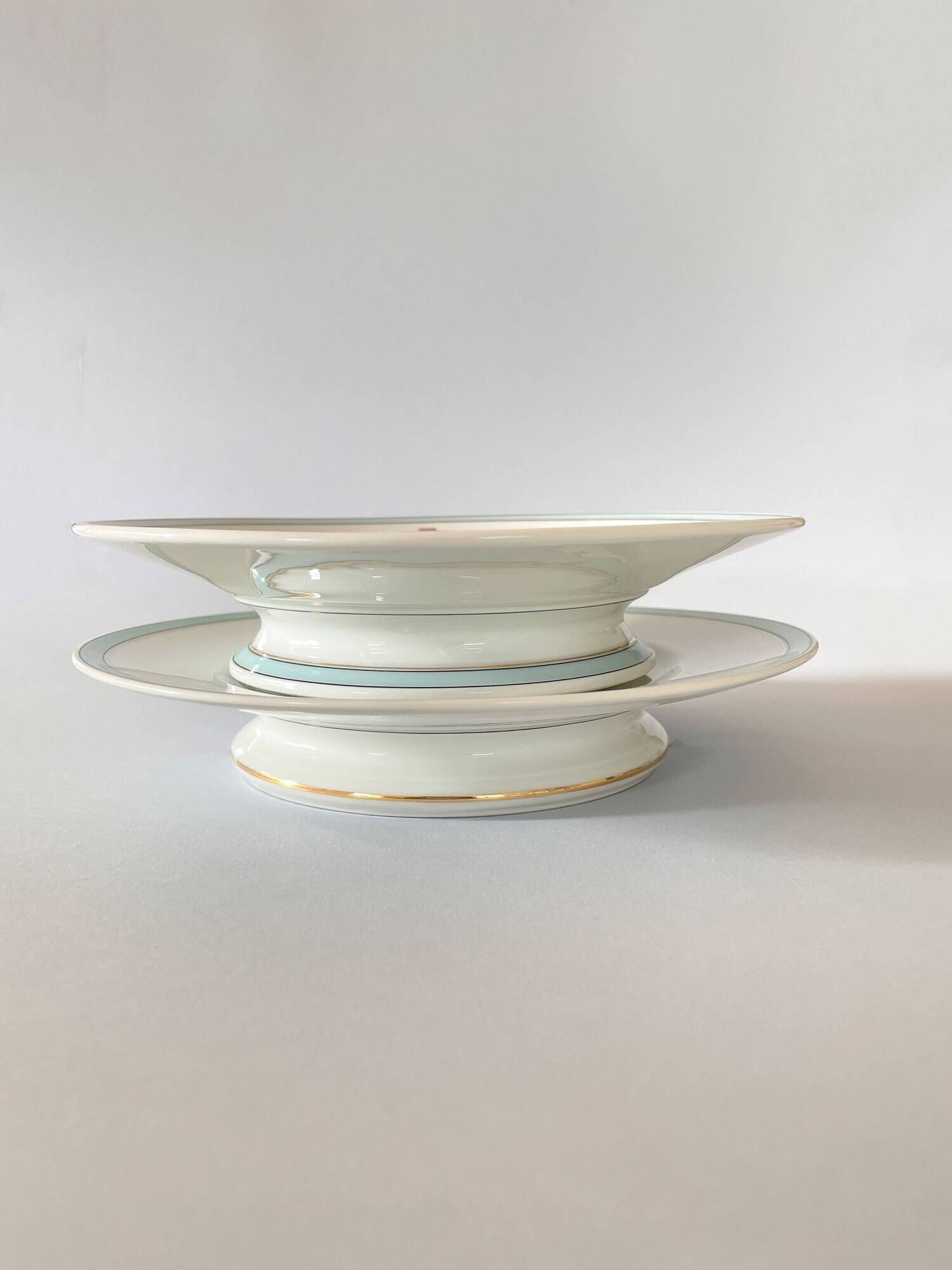 Pair of Limoges Porcelain Compotiers – Red Cross / Hospital Style