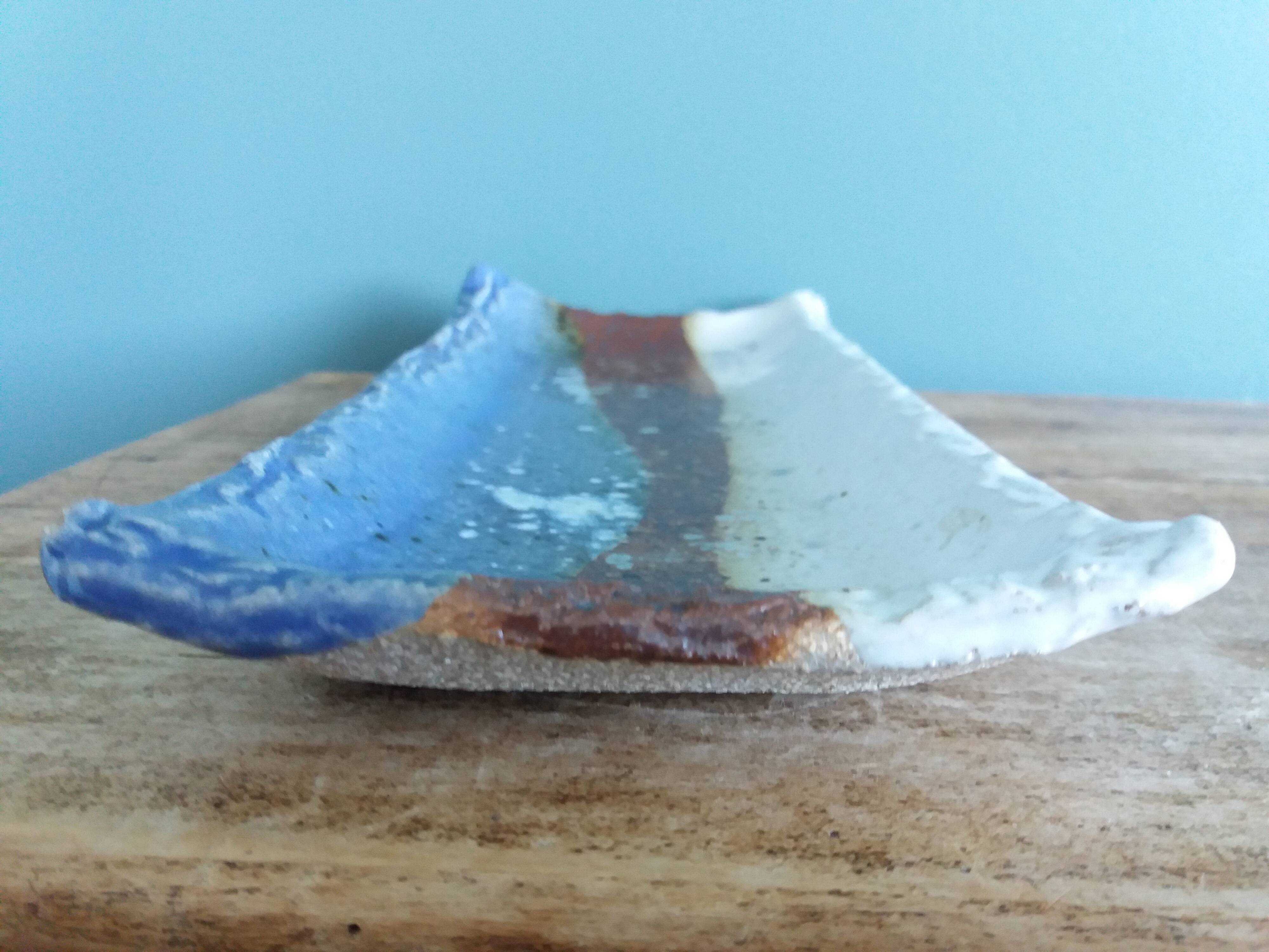 Brutalist ceramic pen holder, signed