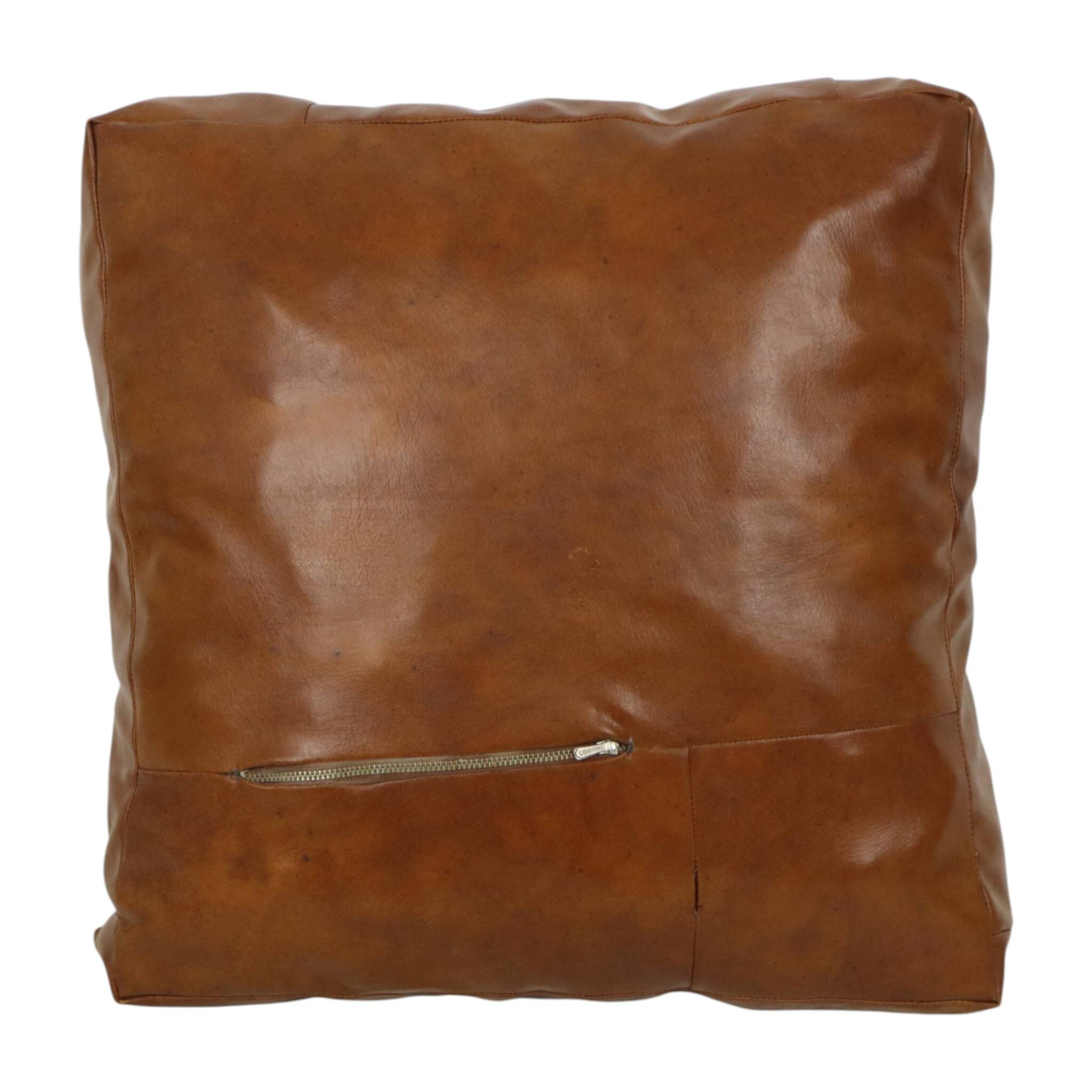 Vintage Patchwork Cushion Diamond Pattern Faux Leather 45cm