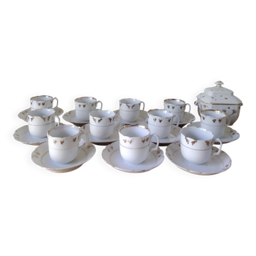 Coffee cups and sugar bowl, Old Paris Empire porcelain, Vve BARES