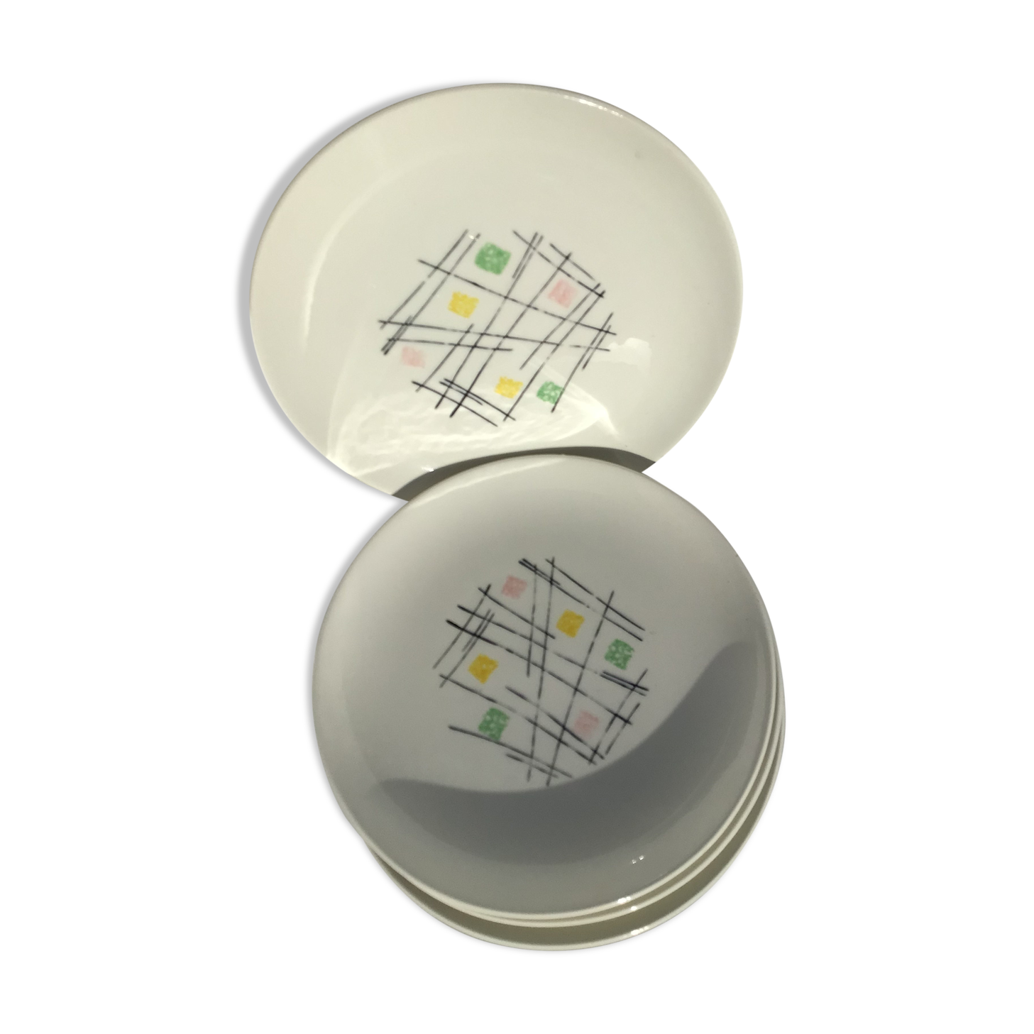 4 plates dessert Gien Harlequin
