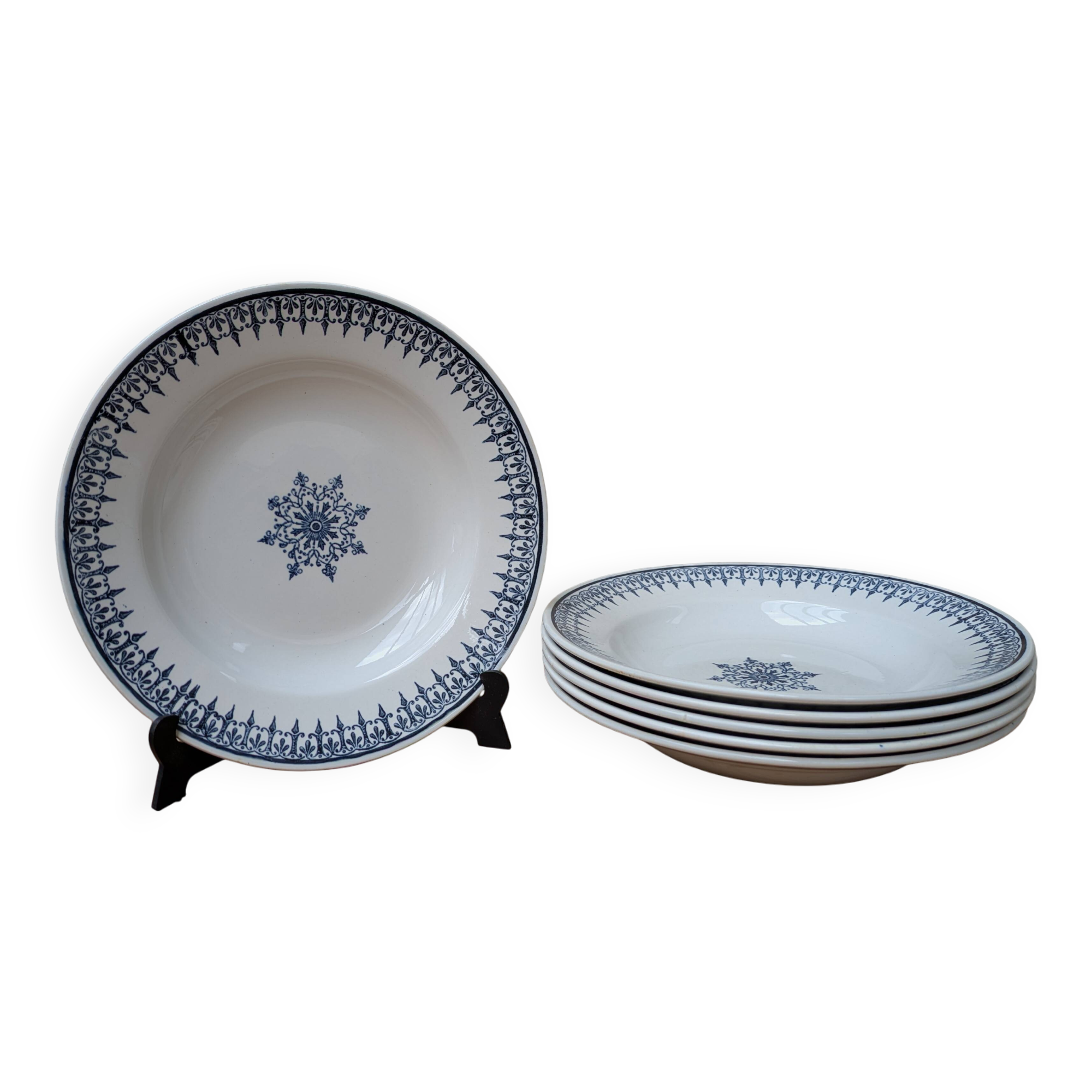 Set of 6 old ceramic soup plates, Primax saint model