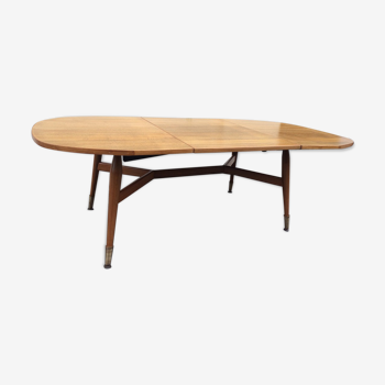 Table transformable, bois et métal années 60