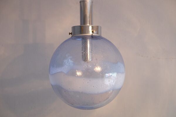 Mazzega Murano Globe Pendentif, Bold Swirl, Italie années 1960