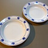 Lot de deux assiettes motif pomme bleue