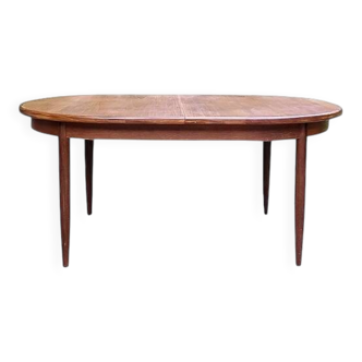 Table G PLAN ovale de salle à manger vintage teck années 1960 extensible