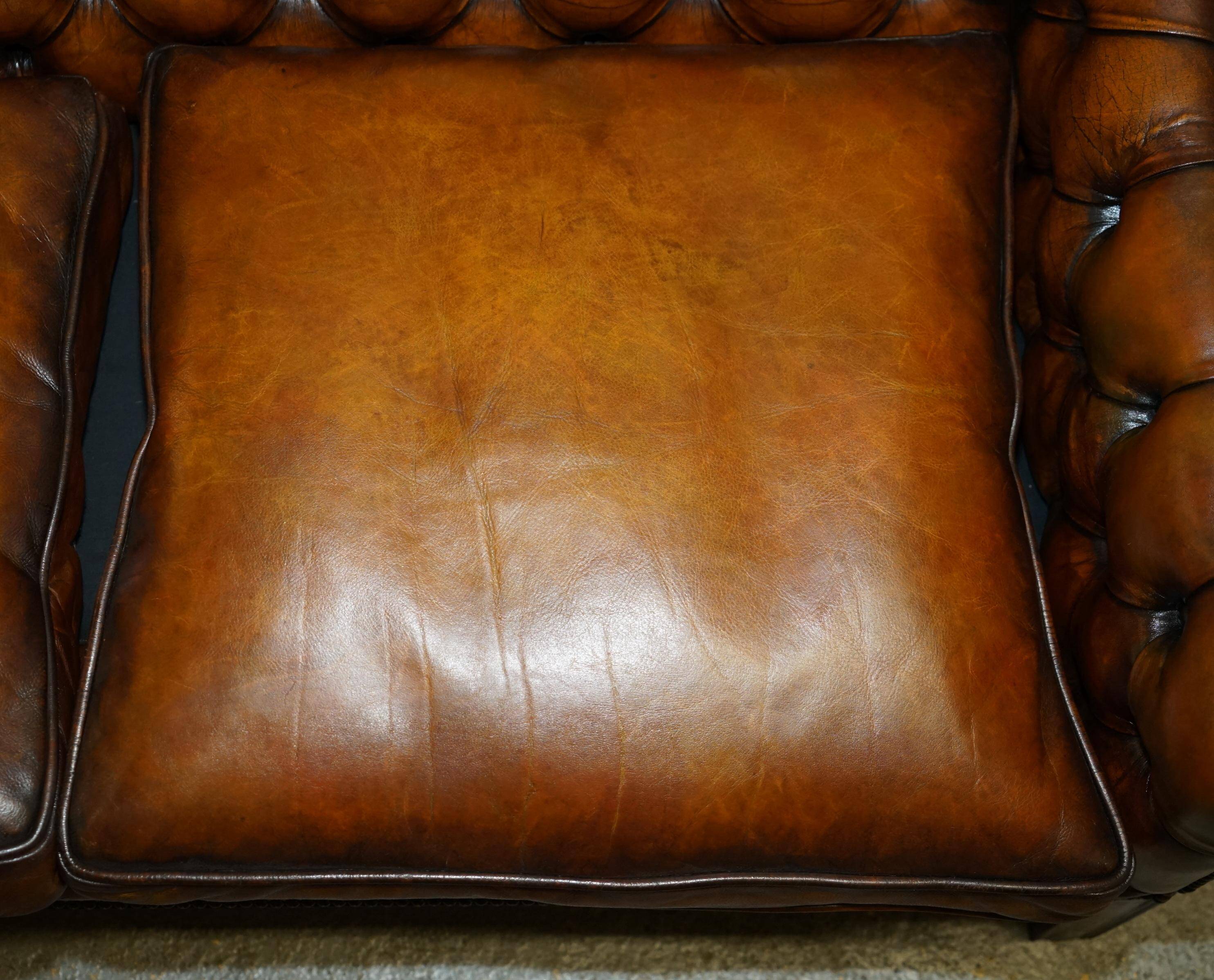Restored leather Chesterfield sofa in Regency style