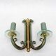 Pair of art deco lacquered metal, brass and glass wall lights
