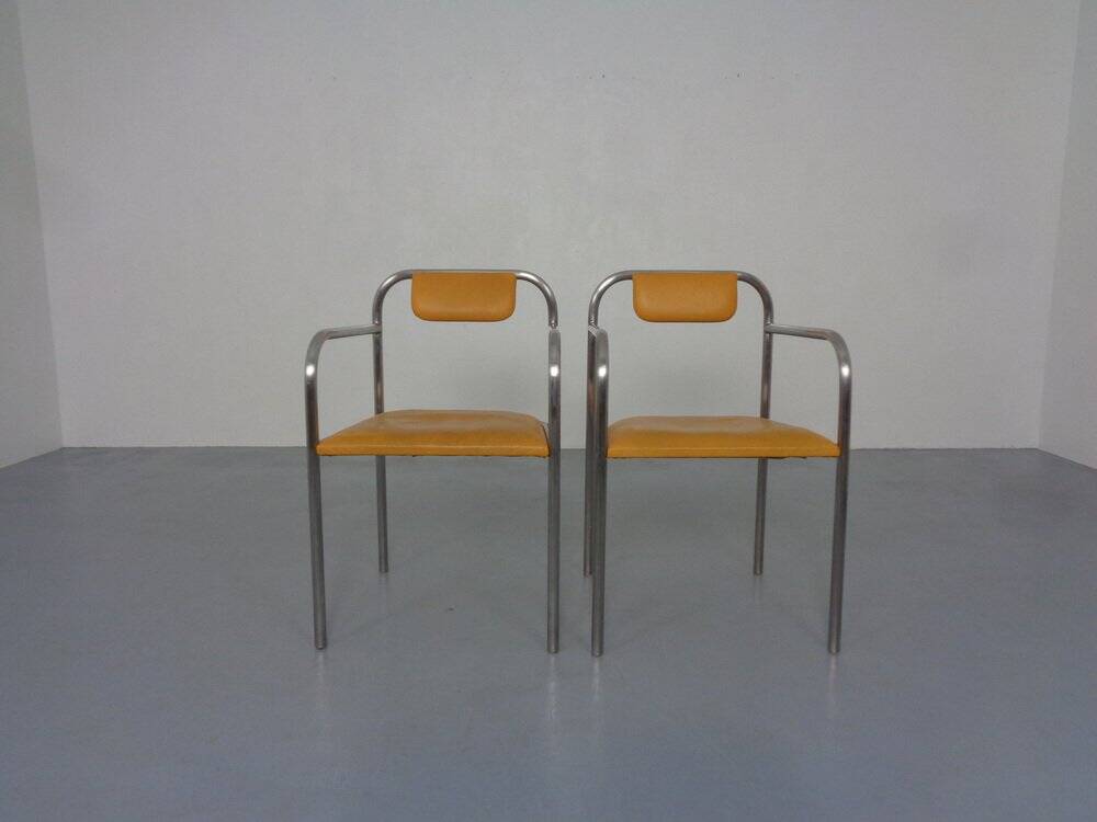 Set of Minimalist Tubular Steel Armchairs by Thomas Wendtland, 1970s