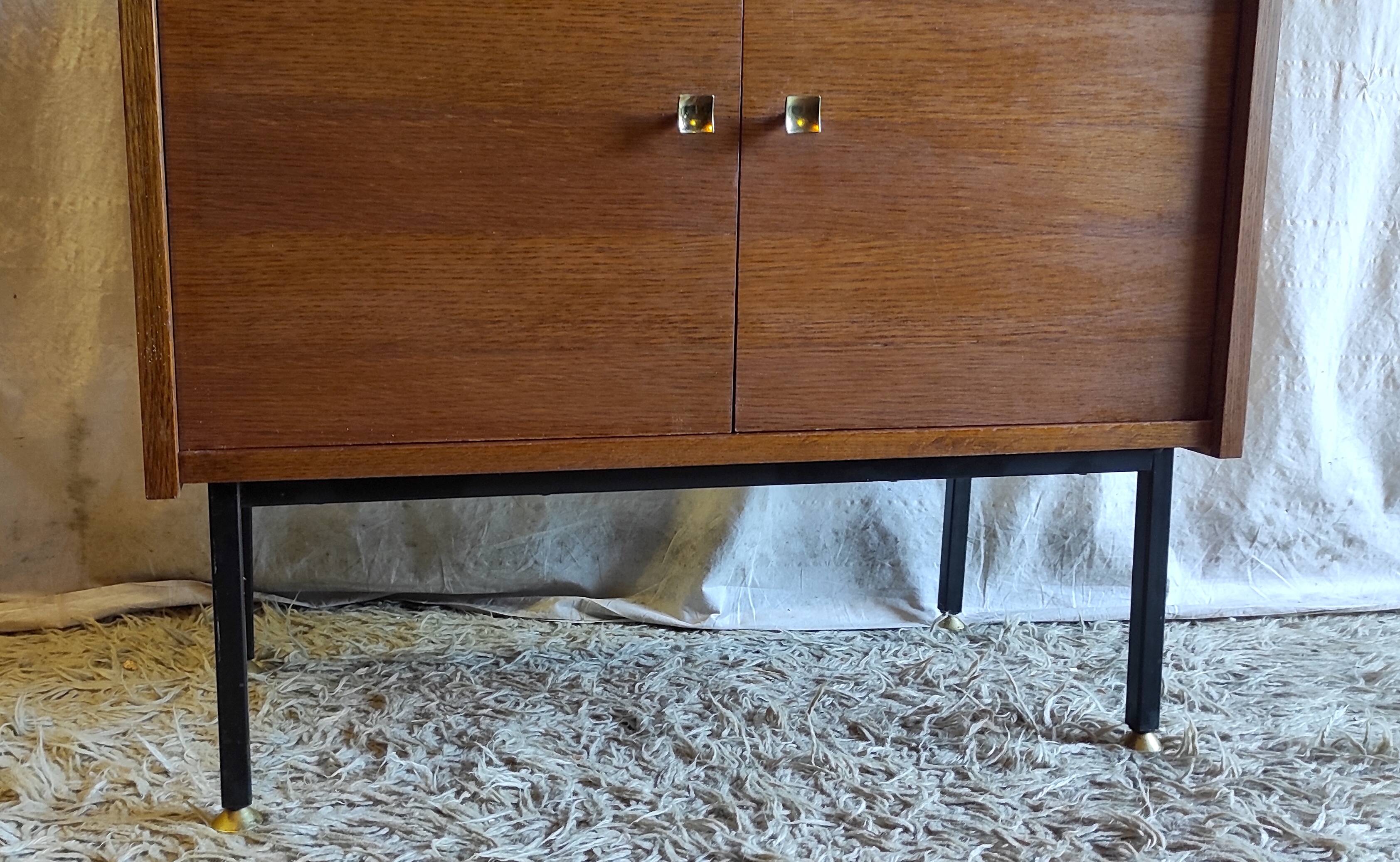 Modernist oak and metal sideboard - mid-20th century