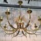 Lustre Ananas en Métal Brossé et Métal Doré dans le Goût de la Maison Charl