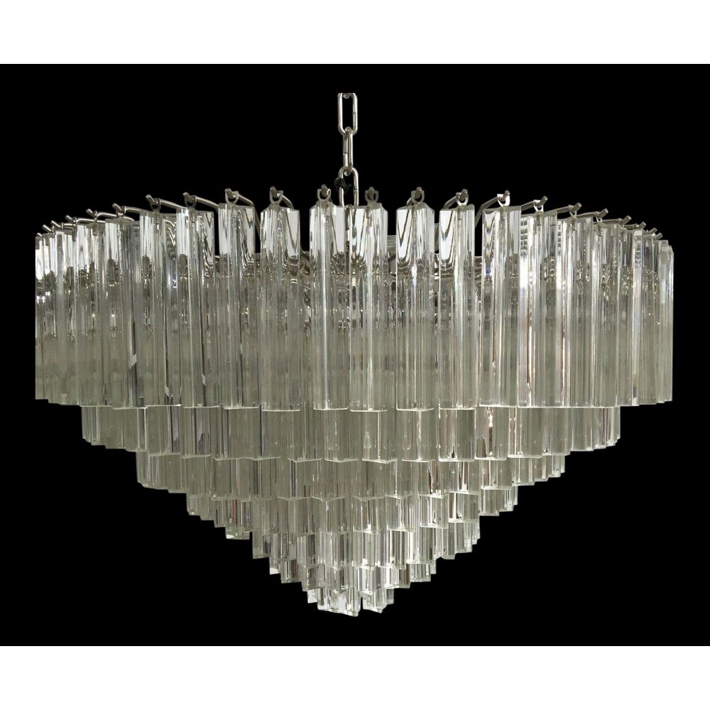 Contemporary clear triedro murano glass chandelier