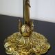 Bronze swan neck lamp, silk shade.