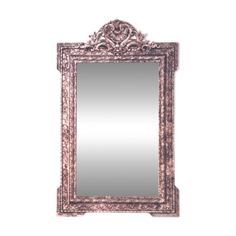 Grand miroir Napoléon III, de style Louis XV / Rocaille, Argenté à la feuille.