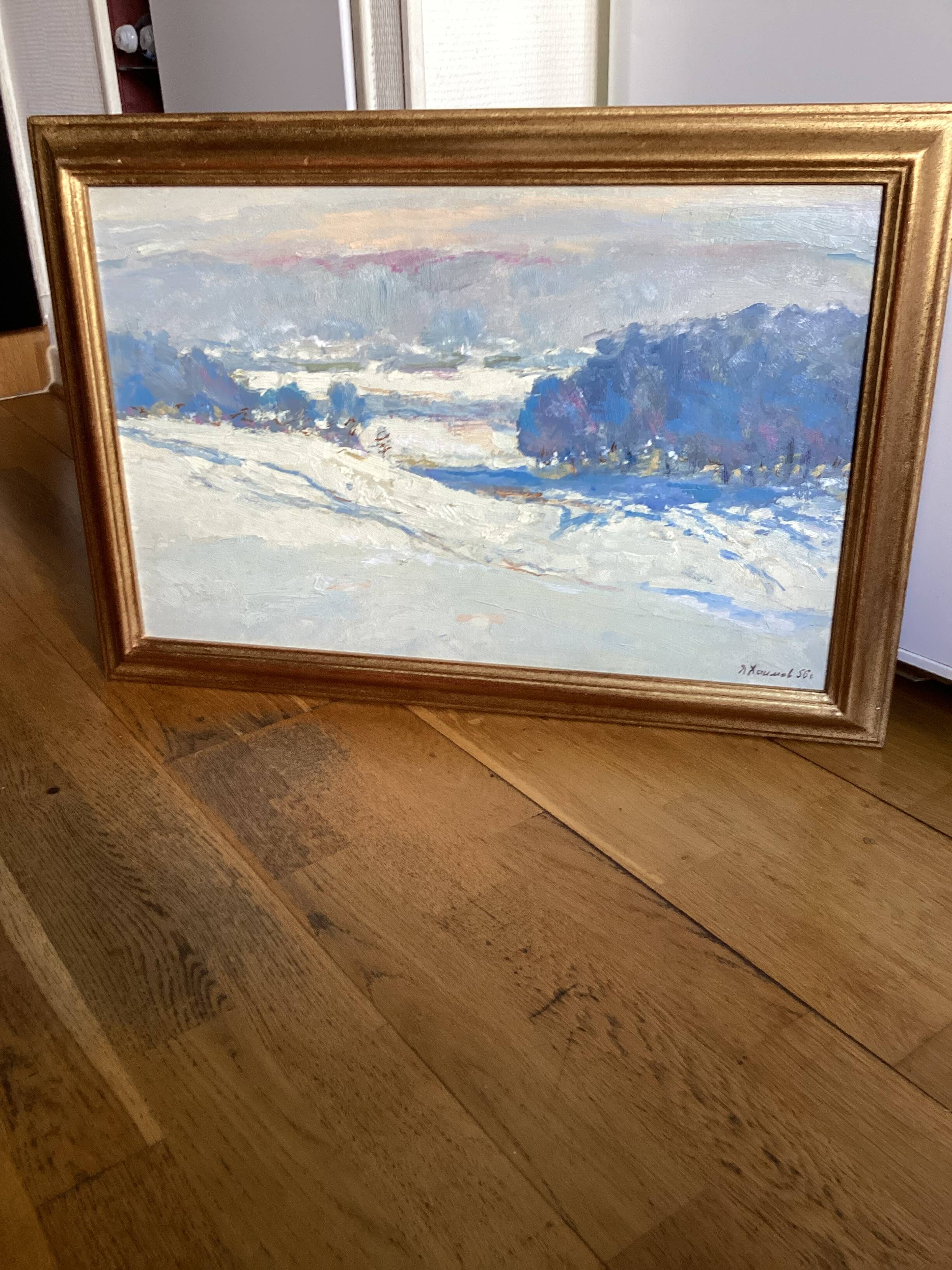 Oil painting on cardboard signed, dimensions: height - 48 cm - width - 68.5 cm -