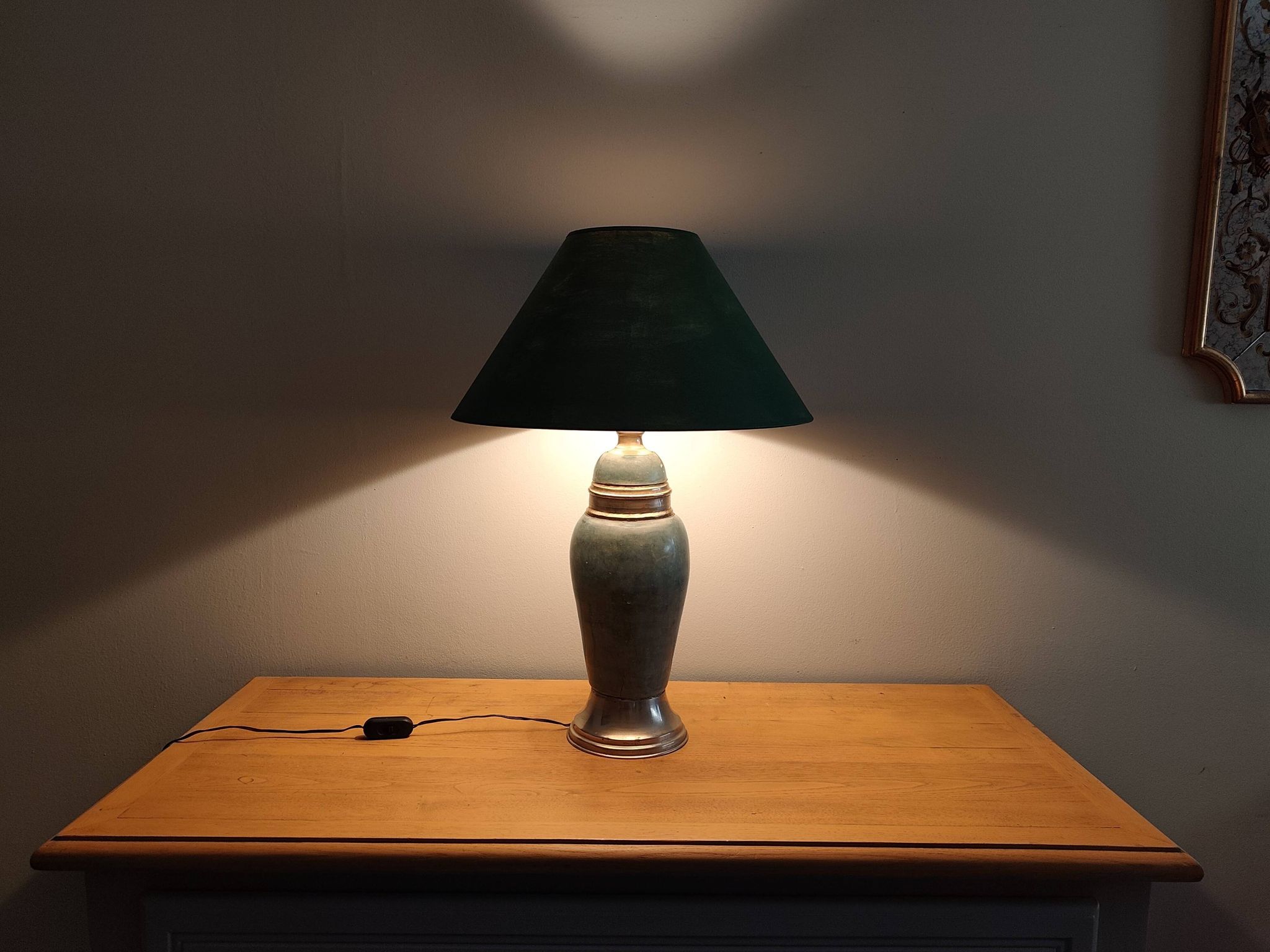 Lampe à poser bleu turquoise et laiton