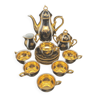 Tea/coffee set in black & gold porcelain – 0924X1