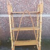 Pair of wall shelves vintage in rattan bamboo wicker