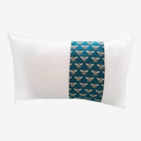 Cushion cover Bee fabrics on emerald green background