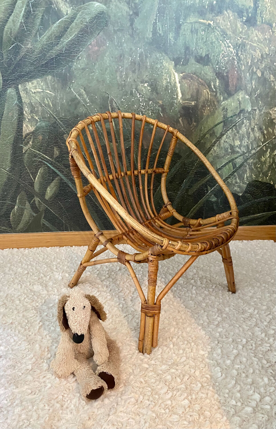 Vintage children's rattan armchair, bamboo rattan chair