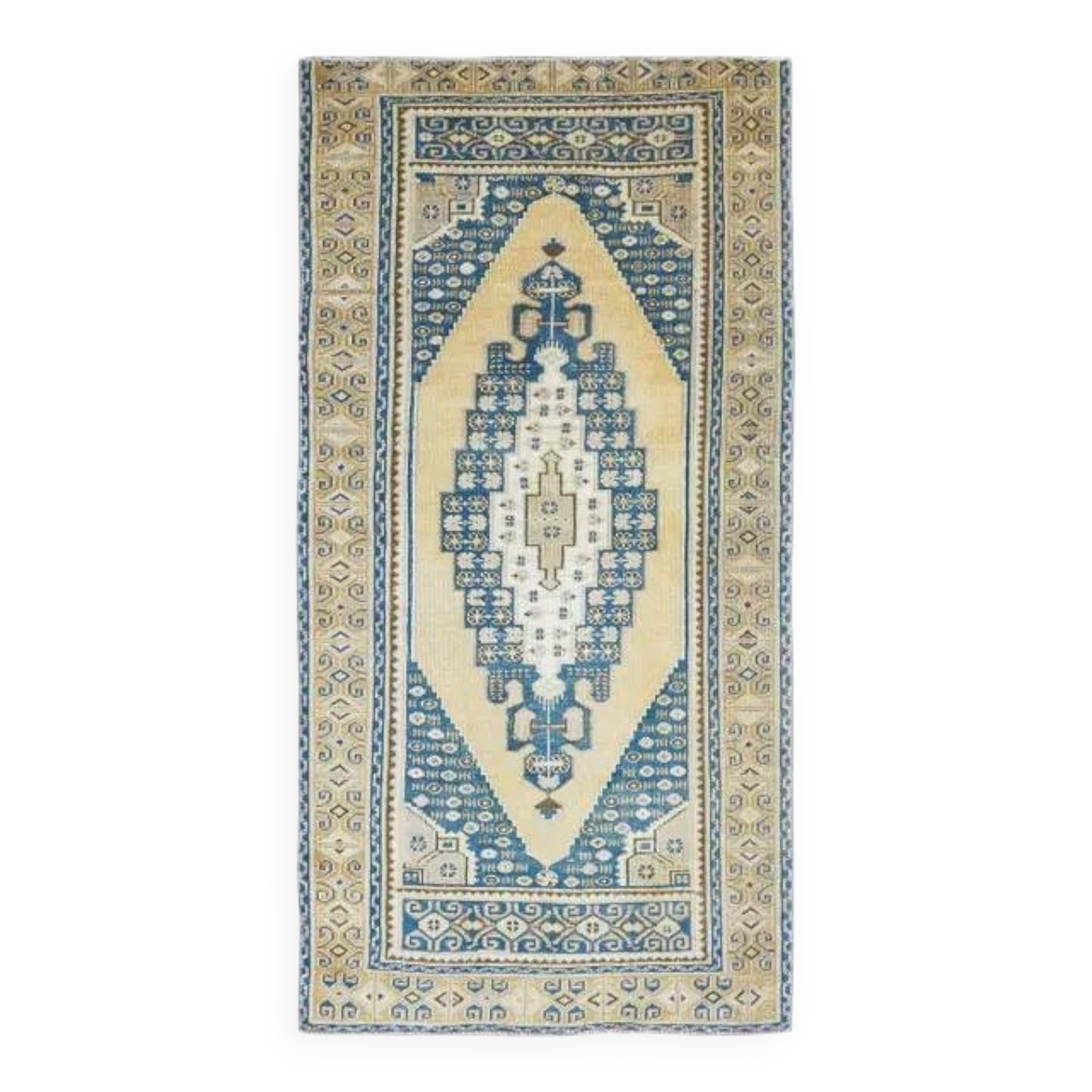Vintage Turkish Oushak Handmade Wool Cotton Orange Area Rug 95x188