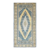 Tapis vintage turc Oushak fait main en laine et coton orange 95x188