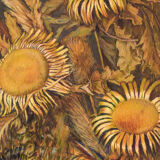 Still life with sunflowers and majolica jug