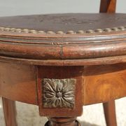 Lot 6 Art Deco chairs in Walnut style Louis XVI seat leather decorated with roses
