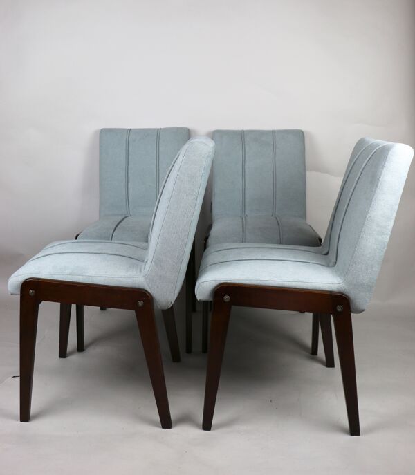 Ensemble de 4 chaises aga vintage par Józef Chierowski, 1970 Fauteuil des années 1970, jaune Cor, design Reinhold Adolf