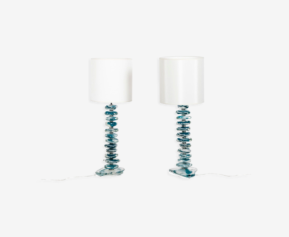 Paire de lampes en verre de Murano, travail contemporain