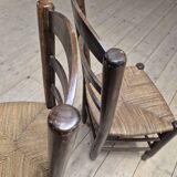 Pair of rustic country mountain straw chairs, old 1950s