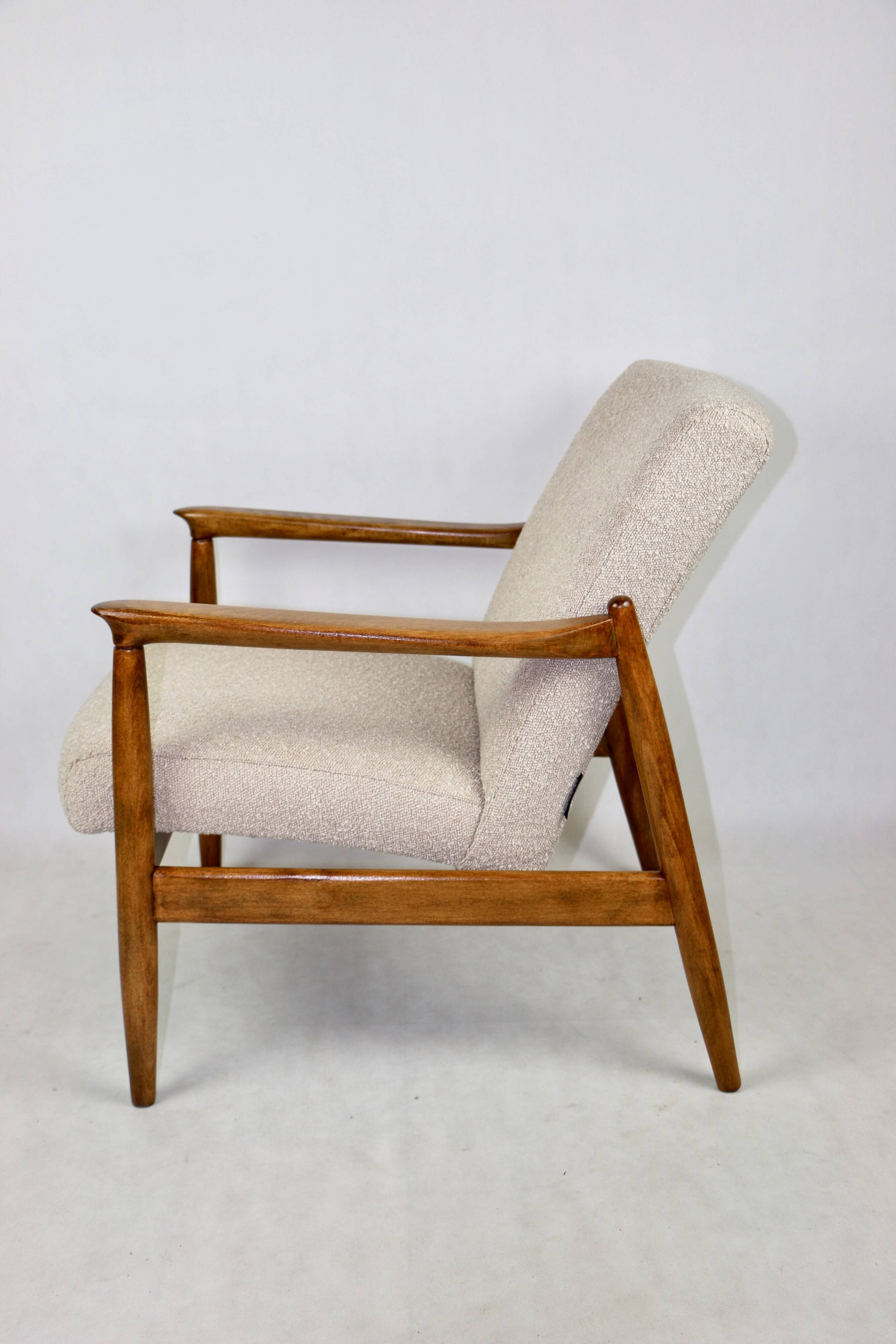 Beige Boucle armchair GFM-64 attributed to Edmund Homa, 1970s