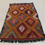 Vintage Turkish Mini Kilim 78x50 cm Wool Small Kelim Runner, shabby Chic