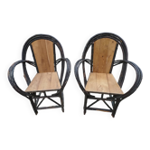2 armchairs by Christian Astuguevieille, organic brutalist design.