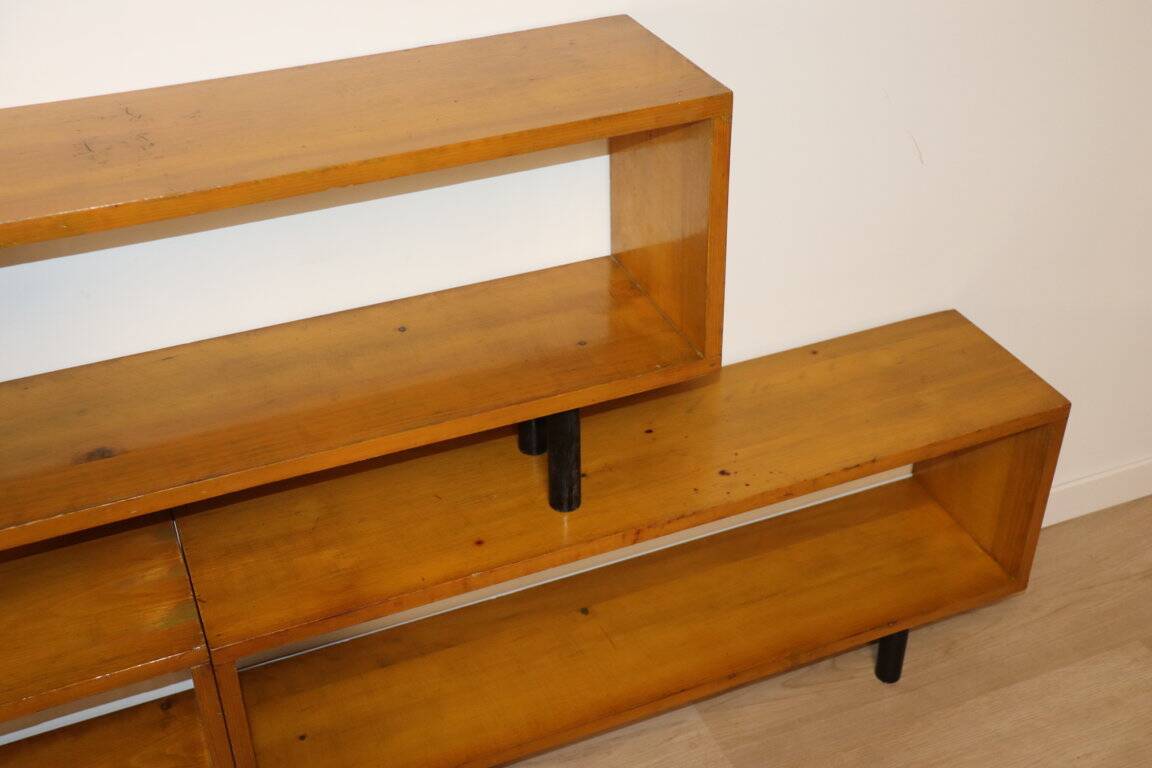 Vintage shelf with modular wooden boxes, 1960s