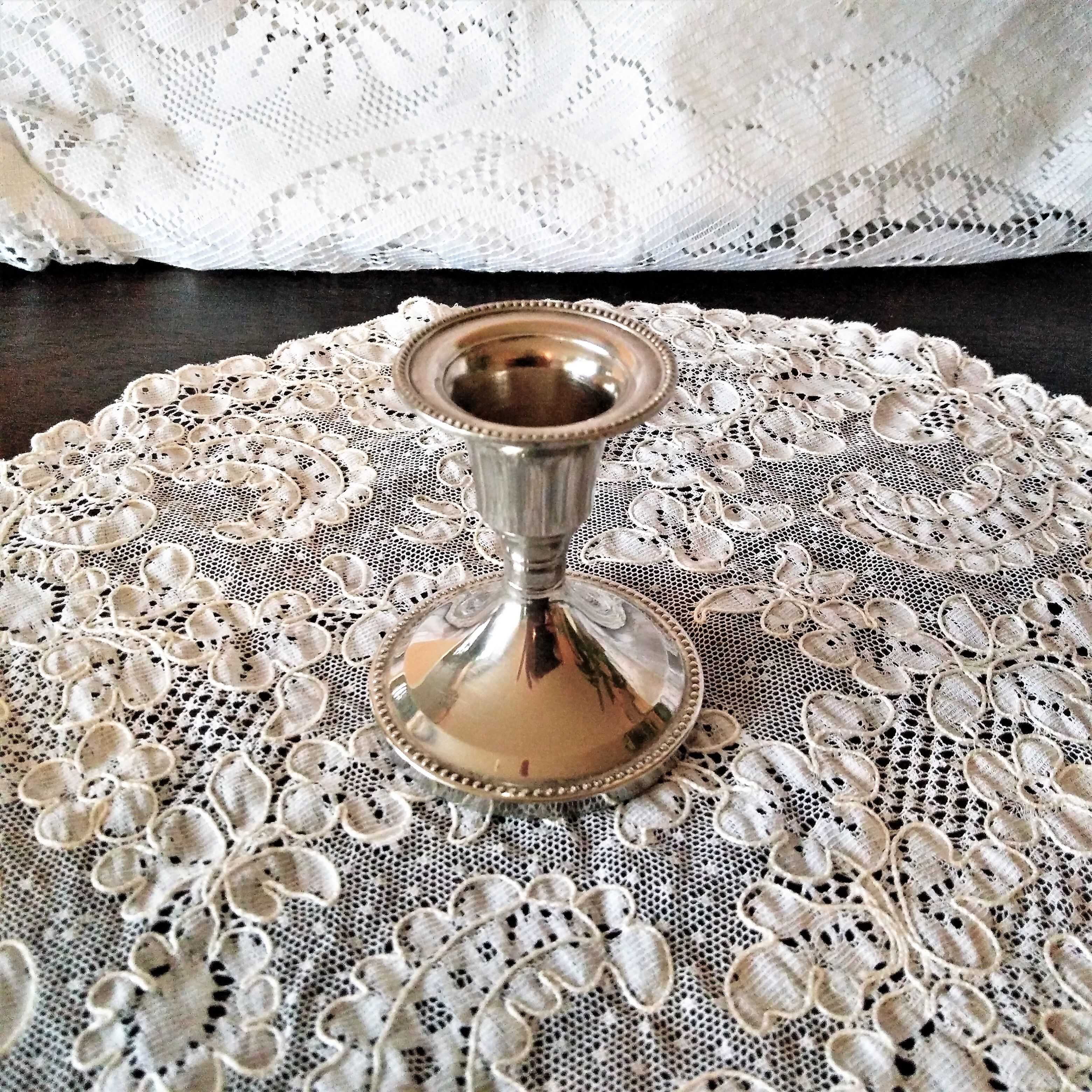 Candle holder chrome chrome beaded decoration