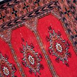 Tapis vintage ouzbek Bukhara fait main en laine – 62 x 106 cm – Années 1970