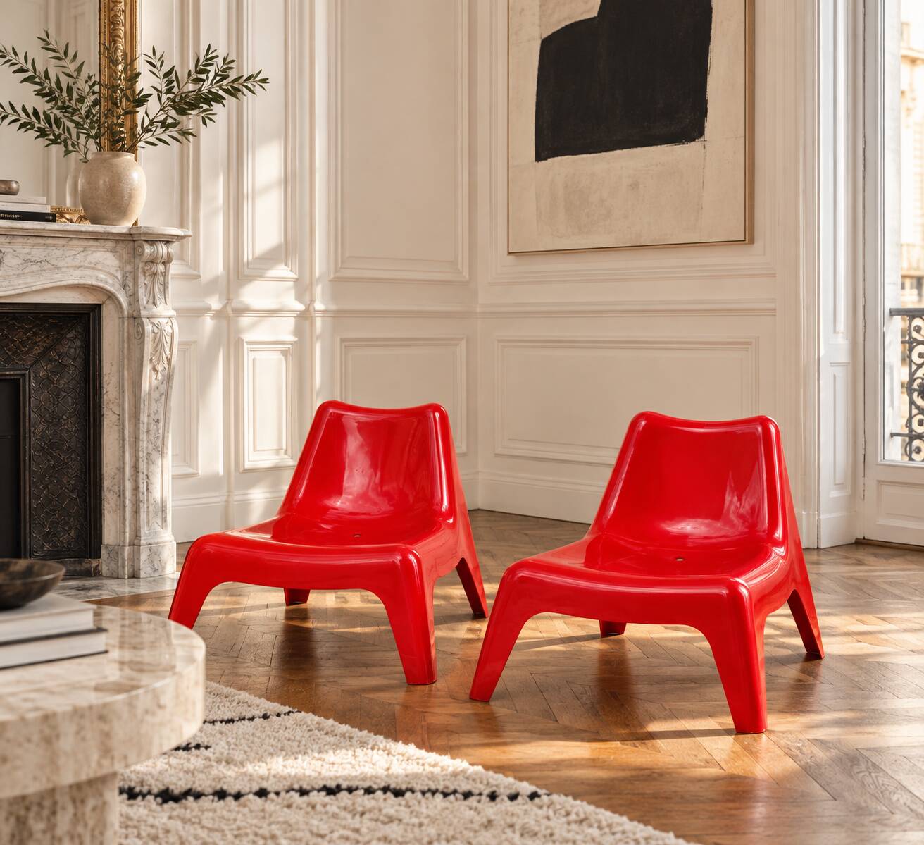 Paire de fauteuils enfant BUNSÖ – IKEA – Thomas Sandell – rouge