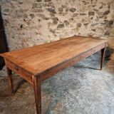 Old French farmhouse table – Rustic workshop table with 3 drawers
