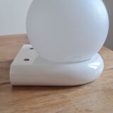 Opaline and wood wall lamp