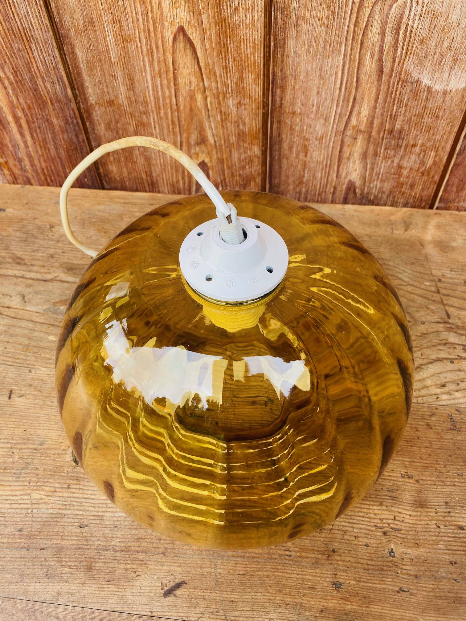 Amber glass pendant from the 1970s.