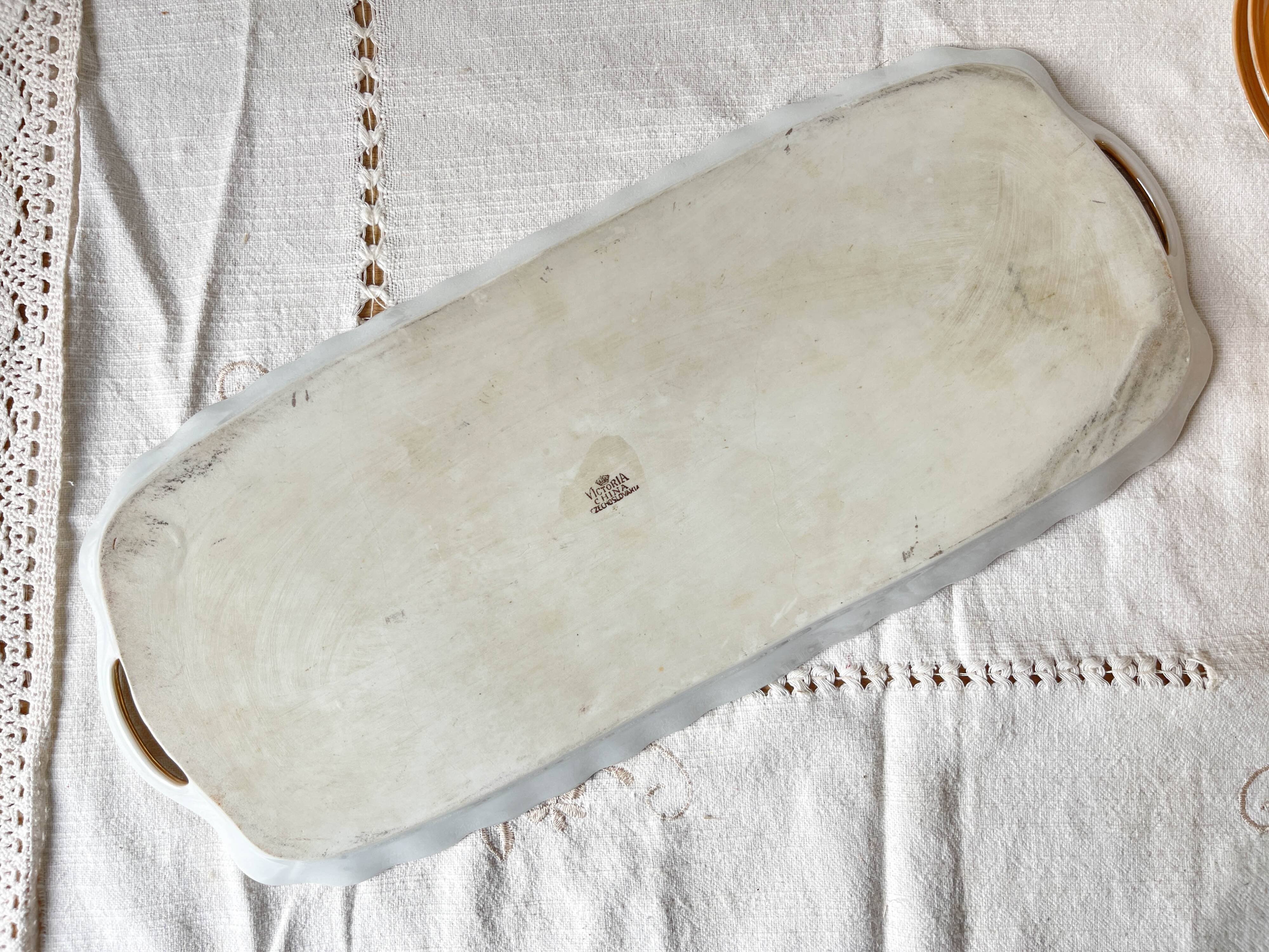 Vintage Czecho-Slovakia Victoria China Iridescent Peach Lustre Tea Set 1950s