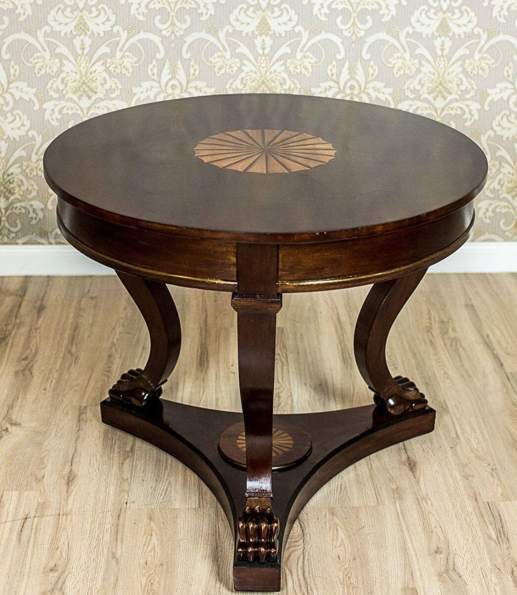 Table ronde avec chaises rembourrées, années 1950, ensemble de 5