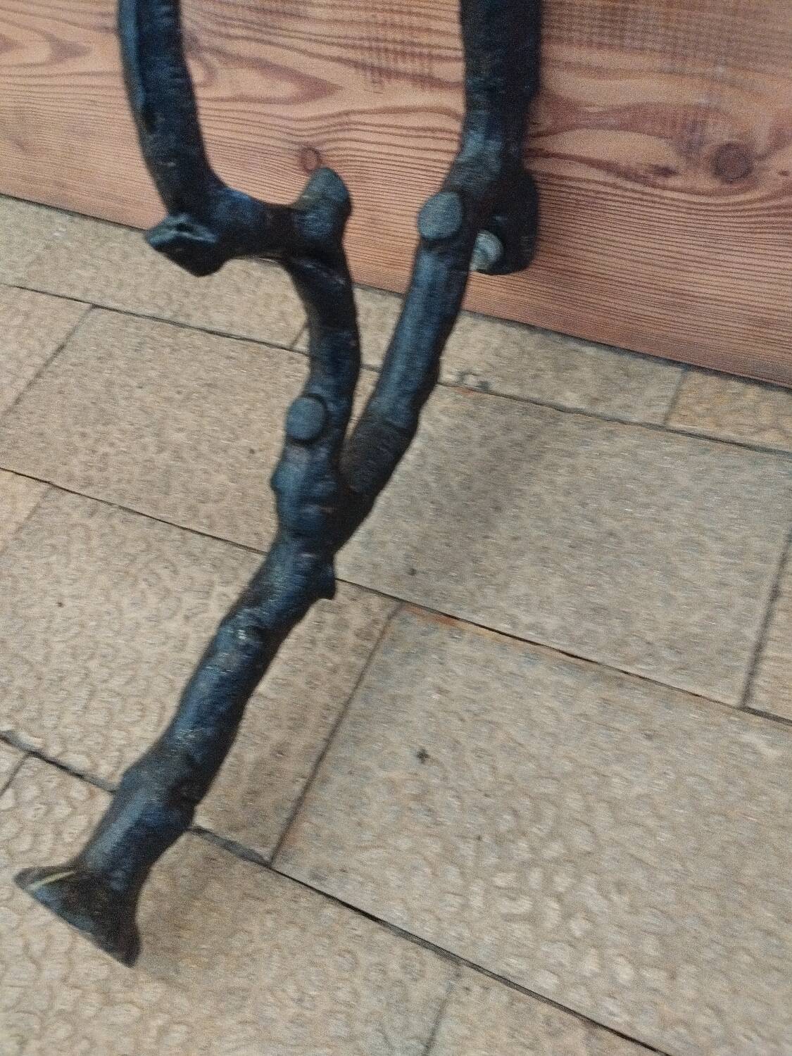 Antique garden bench with cast iron legs