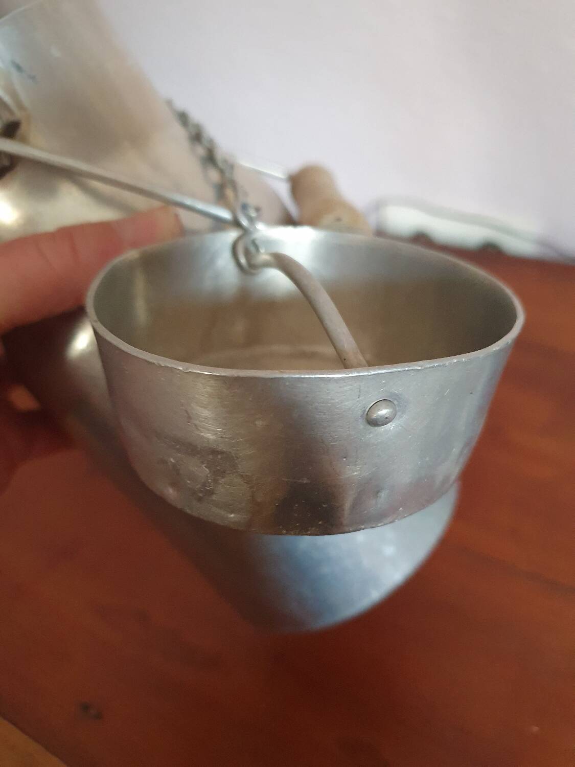 Vintage complete aluminum milk jug milk can