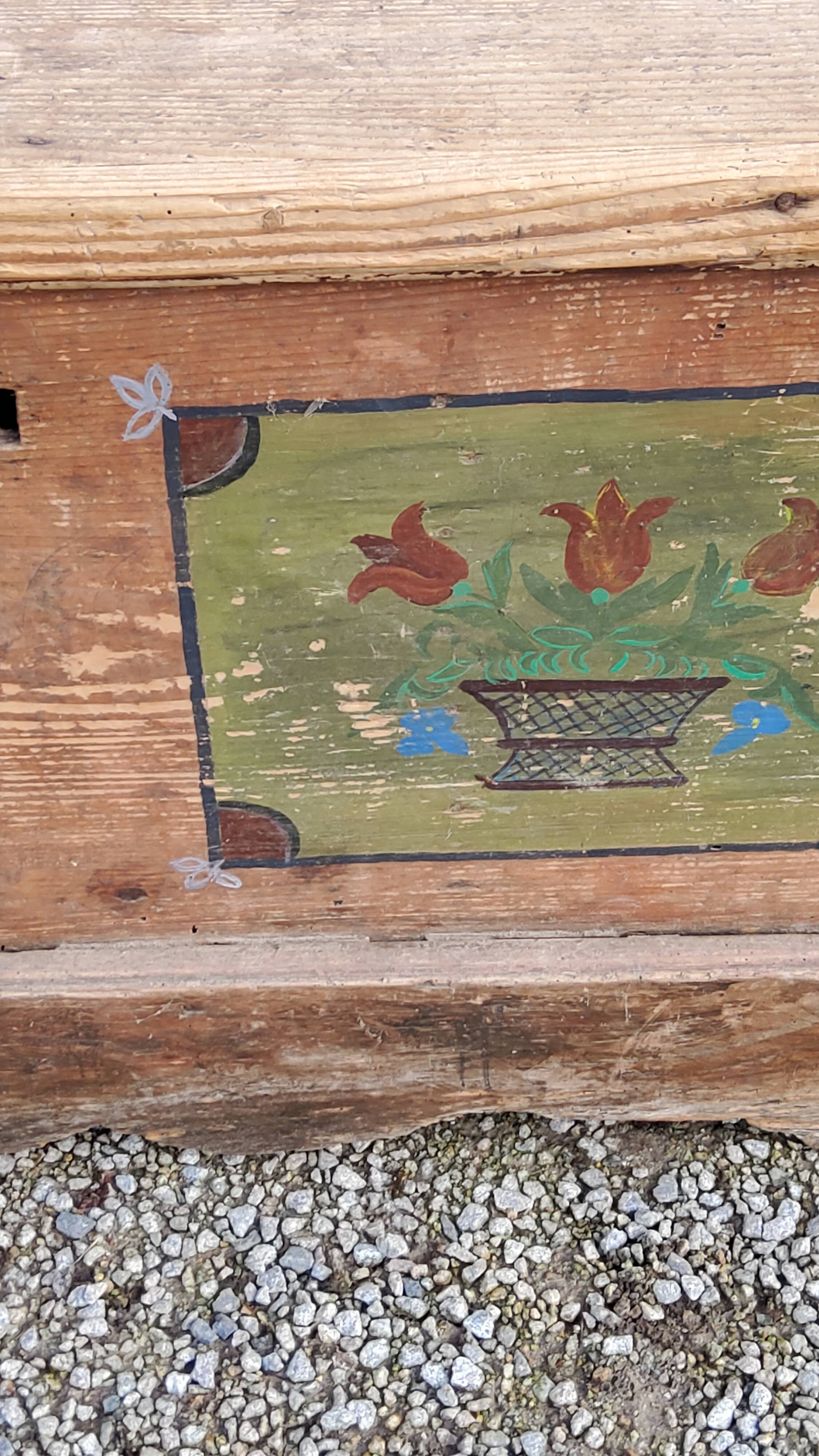 Alsatian polychrome wedding chest eighteenth -nineteenth century