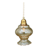 Vintage amber glass globe pendant light