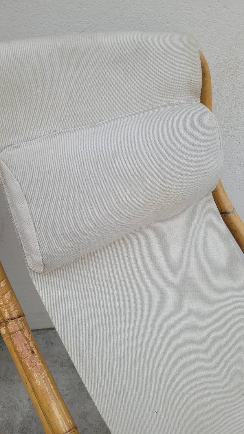 Vintage bamboo deck chair armchair 1950s Italy